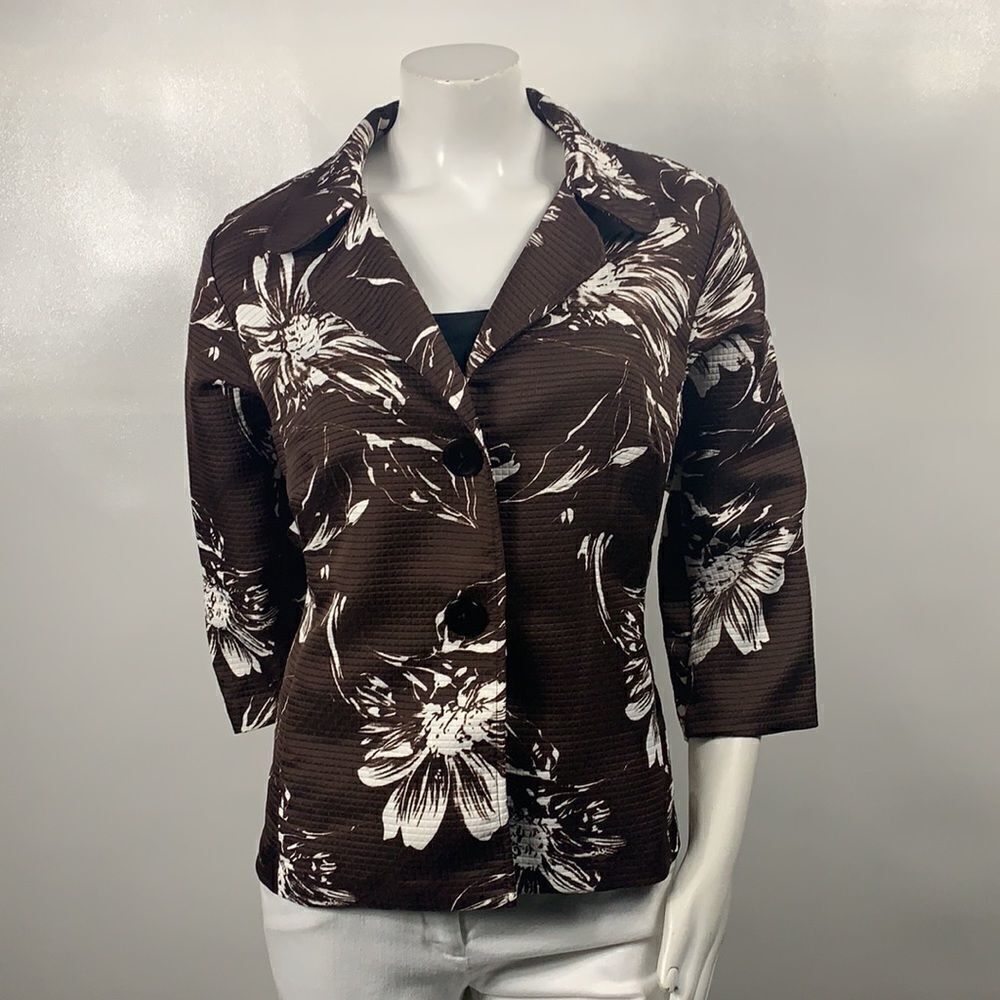 Brown Floral Renaissance Jacket Size: L